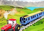 Chained Tractor Towing Train Game