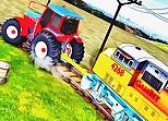 Chained Tractor Towing Train Simulator