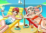 Elsa and Anna Beach Selfie