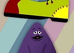 Grimace vs giant clown shoes